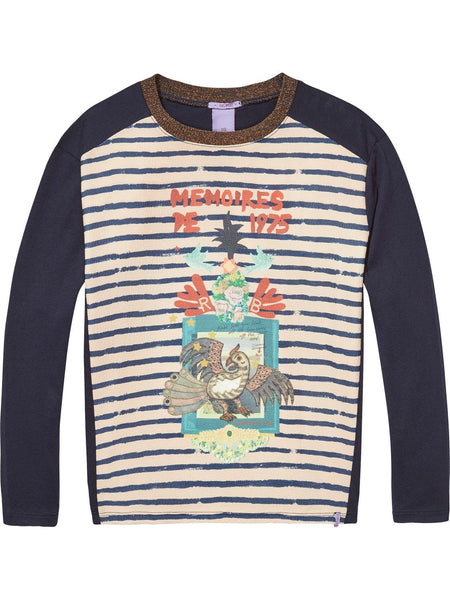 CAMISETA MANGA LARGA FRONTAL PRINT RAYAS