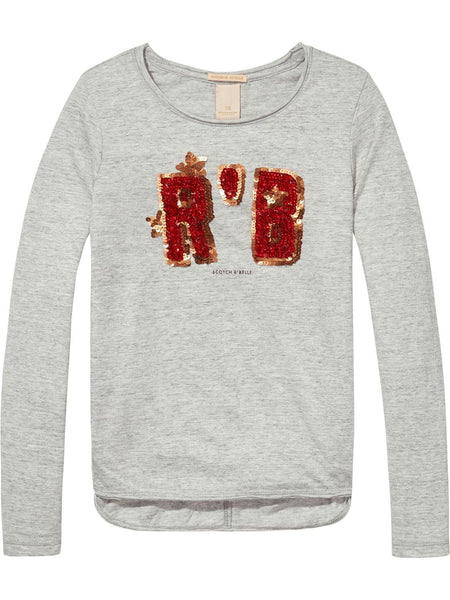 CAMISETA MANGA LARGA LETRAS PAILLETES