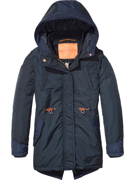 PARKA CAPUCHA CON CINTURA AJUSTABLE