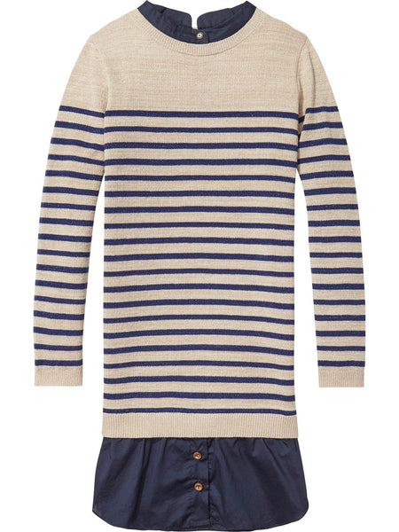 VESTIDO PUNTO LUREX COMBINADO CON TEJIDO