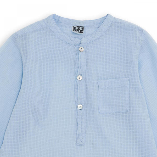 CAMISA CUELLO MAO CELESTE BOY